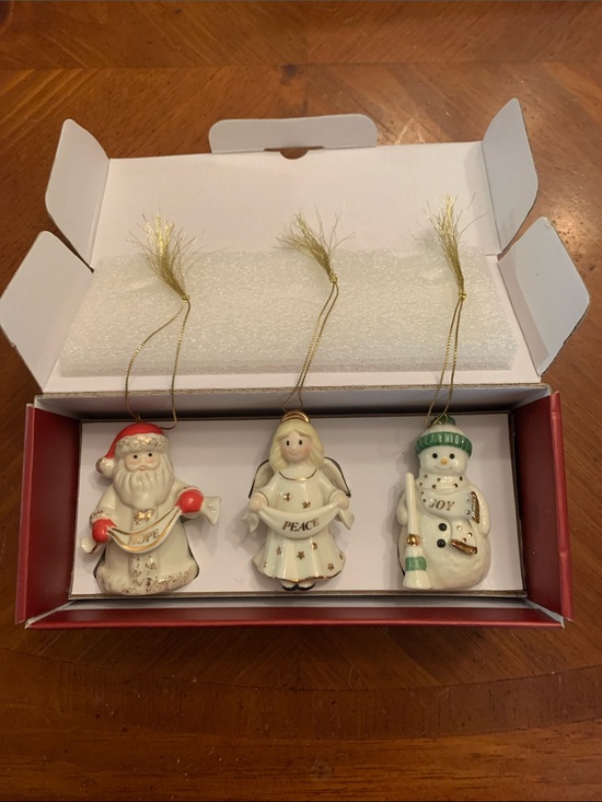 Lenox Other - Lenox Cream & Gold Santa, Angel & Snowman Ornament Trio Collectible